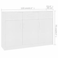 VidaXL Buffet Blanc 110x30x75 cm Aggloméré -Buffets & bahuts Soldes image 6 800702