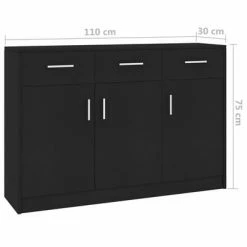VidaXL Buffet Noir 110x30x75 cm Aggloméré -Buffets & bahuts Soldes image 6 800703