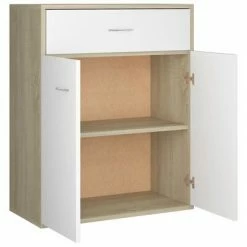 VidaXL Buffet Blanc et chêne sonoma 60x30x75 cm Aggloméré -Buffets & bahuts Soldes image 6 800716