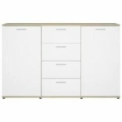 VidaXL Buffet Blanc et chêne sonoma 120x35,5x75 cm Aggloméré -Buffets & bahuts Soldes image 6 801333