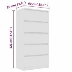 VidaXL Buffet à tiroirs Blanc 60x35x121 cm Aggloméré -Buffets & bahuts Soldes image 6 801409