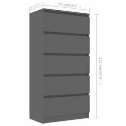 VidaXL Buffet à tiroirs Gris 60x35x121 cm Aggloméré -Buffets & bahuts Soldes image 6 801411