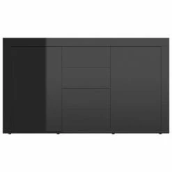 VidaXL Buffet Noir brillant 120x36x69 cm Aggloméré -Buffets & bahuts Soldes image 6 801848