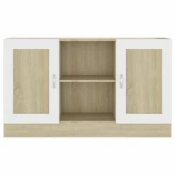 VidaXL Buffet Blanc et chêne sonoma 120x30,5x70 cm Aggloméré -Buffets & bahuts Soldes image 6 802782