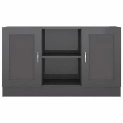 VidaXL Buffet Gris brillant 120x30,5x70 cm Aggloméré -Buffets & bahuts Soldes image 6 802785