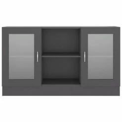 VidaXL Armoire à vitrine Gris 120x30,5x70 cm Aggloméré -Buffets & bahuts Soldes image 6 802788