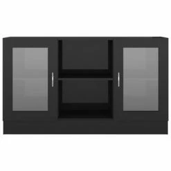VidaXL Armoire à vitrine Noir brillant 120x30,5x70 cm Aggloméré -Buffets & bahuts Soldes image 6 802793