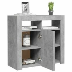 VidaXL Buffet avec lumières LED Gris béton 80x35x75 cm -Buffets & bahuts Soldes image 6 804332