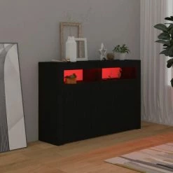 VidaXL Buffet avec lumières LED Noir 115,5x30x75 cm -Buffets & bahuts Soldes image 6 804338