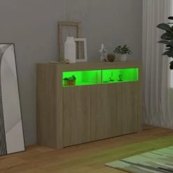 VidaXL Buffet avec lumières LED Chêne sonoma 115,5x30x75 cm -Buffets & bahuts Soldes image 6 804340