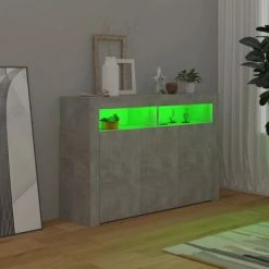 VidaXL Buffet avec lumières LED Gris béton 115,5x30x75 cm -Buffets & bahuts Soldes image 6 804341