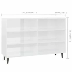 VidaXL Buffet Blanc brillant 103,5x35x70 cm Aggloméré -Buffets & bahuts Soldes image 6 806046