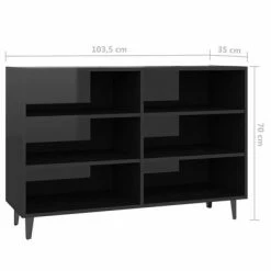 VidaXL Buffet Noir brillant 103,5x35x70 cm Aggloméré -Buffets & bahuts Soldes image 6 806047