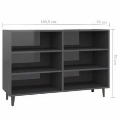 VidaXL Buffet Gris brillant 103,5x35x70 cm Aggloméré -Buffets & bahuts Soldes image 6 806048