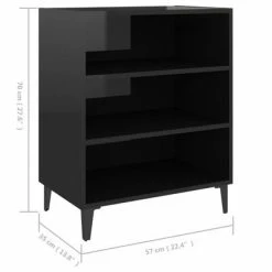 VidaXL Buffet Noir brillant 57x35x70 cm Aggloméré -Buffets & bahuts Soldes image 6 806065