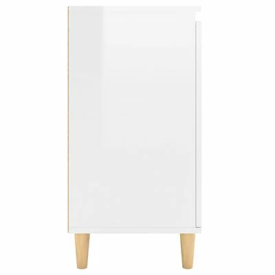 VidaXL Buffet avec pieds en bois Blanc brillant 60x35x70 cm Aggloméré 6 VidaXL Buffet avec pieds en bois Blanc brillant 60x35x70 cm Aggloméré – Image 6
