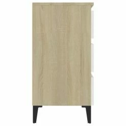 VidaXL Buffet Blanc et chêne sonoma 60x35x69 cm Aggloméré -Buffets & bahuts Soldes image 6 806099