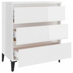 VidaXL Buffet Blanc brillant 60x35x69 cm Aggloméré -Buffets & bahuts Soldes image 6 806100