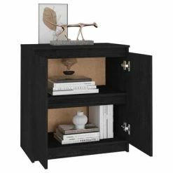 VidaXL Armoire latérale Noir 60x36x65 cm Bois de pin massif -Buffets & bahuts Soldes image 6 808102