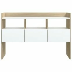 VidaXL Buffet Blanc et chêne sonoma 105x30x70 cm Aggloméré -Buffets & bahuts Soldes image 6 808382