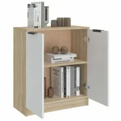 VidaXL Buffet Blanc et chêne sonoma 60x30x70 cm Bois d'ingénierie -Buffets & bahuts Soldes image 6 811066