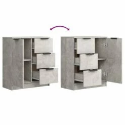 VidaXL Buffet Gris béton 60x30x70 cm Bois d'ingénierie -Buffets & bahuts Soldes image 6 811083