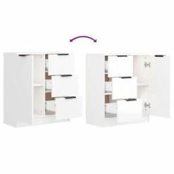 VidaXL Buffet Blanc brillant 60x30x70 cm Bois d'ingénierie -Buffets & bahuts Soldes image 6 811085
