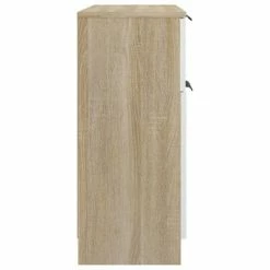 VidaXL Buffet Blanc et chêne sonoma 60x30x70 cm Bois d'ingénierie -Buffets & bahuts Soldes image 6 811093