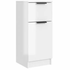 VidaXL Buffets 2 pcs Blanc brillant 30x30x70 cm Bois d'ingénierie -Buffets & bahuts Soldes image 6 811128