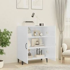 VidaXL Buffet Blanc brillant 70x34x90 cm Bois d'ingénierie -Buffets & bahuts Soldes image 6 812111
