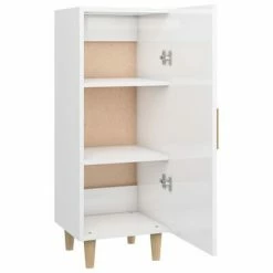 VidaXL Buffet Blanc brillant 34,5x34x90 cm Bois d'ingénierie -Buffets & bahuts Soldes image 6 812327