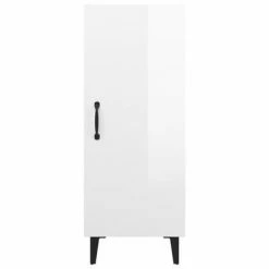 VidaXL Buffet Blanc brillant 34,5x34x90 cm Bois d'ingénierie -Buffets & bahuts Soldes image 6 812336
