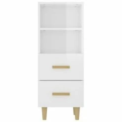 VidaXL Buffet Blanc brillant 34,5x34x90 cm Bois d'ingénierie -Buffets & bahuts Soldes image 6 812363