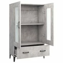 VidaXL Buffet Gris béton 70x31x115 cm Bois d'ingénierie -Buffets & bahuts Soldes image 6 812559