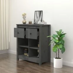 VidaXL Buffet Gris 70x35x80 cm Bois massif de pin 11 VidaXL Buffet Gris 70x35x80 cm Bois massif de pin -Buffets & bahuts Soldes image 6 813766