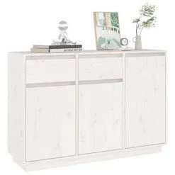 VidaXL Buffet Blanc 110x34x75 cm Bois massif de pin 11 VidaXL Buffet Blanc 110x34x75 cm Bois massif de pin -Buffets & bahuts Soldes image 6 814330