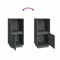 VidaXL Buffet Gris 38x35x80 cm Bois de pin massif -Buffets & bahuts Soldes image 6 814346