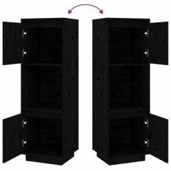 VidaXL Buffet Noir 38x35x117 cm Bois massif de pin -Buffets & bahuts Soldes image 6 814363