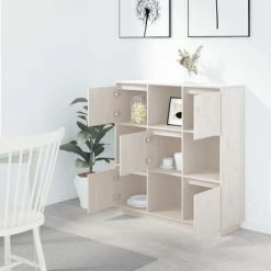 VidaXL Buffet Blanc 110,5x35x117 cm Bois massif de pin -Buffets & bahuts Soldes image 6 814370