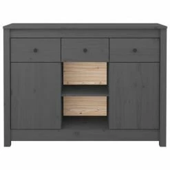 VidaXL Buffet Gris 100x35x74,5 cm Bois massif de pin -Buffets & bahuts Soldes image 6 814551
