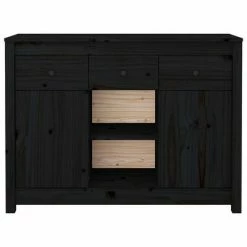 VidaXL Buffet Noir 100x35x74,5 cm Bois massif de pin -Buffets & bahuts Soldes image 6 814553