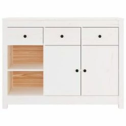 VidaXL Buffet Blanc 100x35x74 cm Bois massif de pin -Buffets & bahuts Soldes image 6 814555