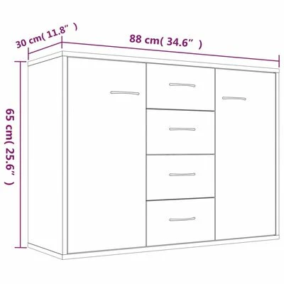 VidaXL Buffet Sonoma gris 88x30x65 cm Bois d'ingénierie 6 VidaXL Buffet Sonoma gris 88x30x65 cm Bois d'ingénierie – Image 6