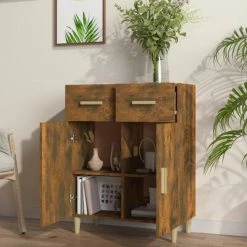 VidaXL Buffet Chêne fumé 69,5x34x89 cm Bois d'ingénierie -Buffets & bahuts Soldes image 6 817357