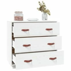 VidaXL Buffet Blanc 80x40x75 cm Bois massif de pin -Buffets & bahuts Soldes image 6 820108