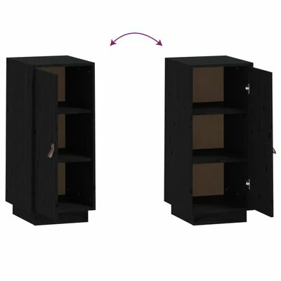 VidaXL Buffet Noir 34x40x75 cm Bois massif de pin 6 VidaXL Buffet Noir 34x40x75 cm Bois massif de pin – Image 6