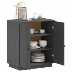VidaXL Buffet Gris 65,5x40x75 cm Bois massif de pin -Buffets & bahuts Soldes image 6 820119